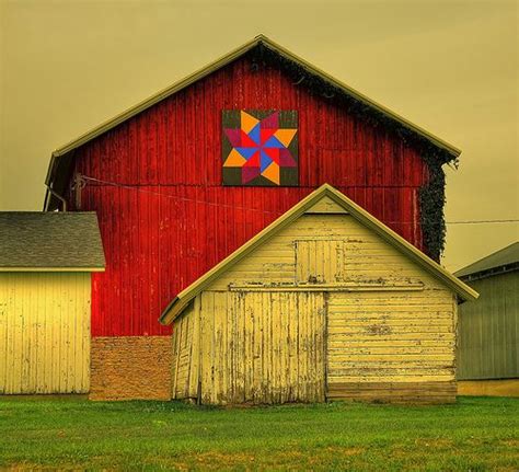 Barn quilt on red barn | Painted barn quilts, American barn, Barn quilt