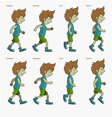 8 Pose Walk Cycle - Cartoon , Free Transparent Clipart - ClipartKey