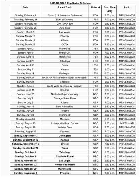 NASCAR 2023 Schedule | Motorsports Mayhem