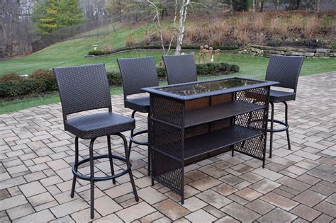 5-Piece Black Resin Wicker Outdoor Patio Bar Set - Walmart.com