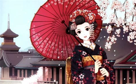 anime, Anime girls, Kimono, Traditional clothing, Cherry blossom ...