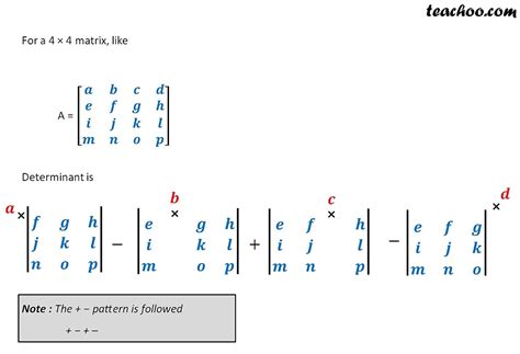 Finding Determinant of a 2x2, 3x3,4x4 Matrix - with Examples - Teachoo