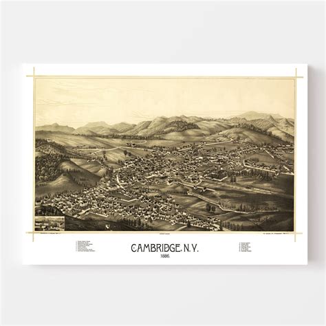 Vintage Map of Cambridge, New York 1886 by Ted's Vintage Art