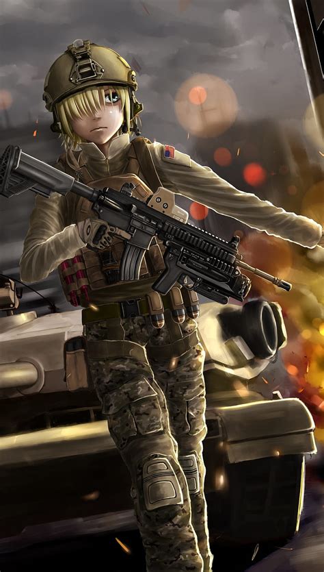 Anime Girl, soldier, HD phone wallpaper | Peakpx