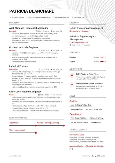 Industrial Engineer Resume Examples + Expert Advice | Enhancv.com