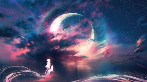 Anime, Art, Sky, Moon, Scenery, 4K, #6.2605 Wallpaper