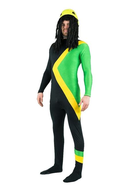 Men Jamaican Rasta Hero Costume Bobsleigh Bobsled Team Sports