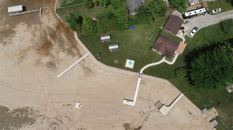 Drone views of Wixom Lake drained after the Edenville Dam fails