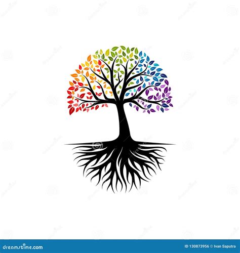 Abstract Colorful Tree Logo Design, Root Vector - Tree of Life Logo ...