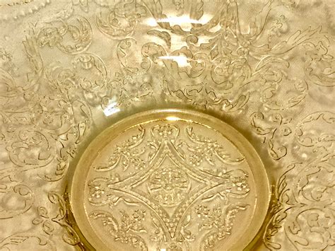 Vintage Yellow Depression Glass Madrid Pattern Serving Bowl/ Centerpiece