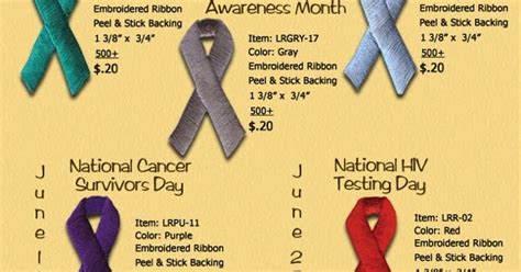 promotional products: June Awareness Embroidered Ribbons