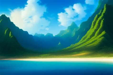 Premium AI Image | A tropical beach scenery in anime style