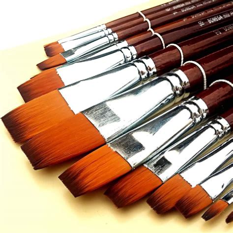 MY COLLECTION - Flat Paint Brushes (Set of 13) Synthetic for Artist ...