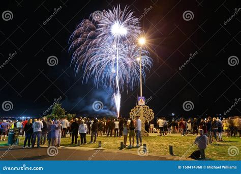 New Year`s Fireworks Over the Harbour, Tauranga, New Zealand Editorial ...