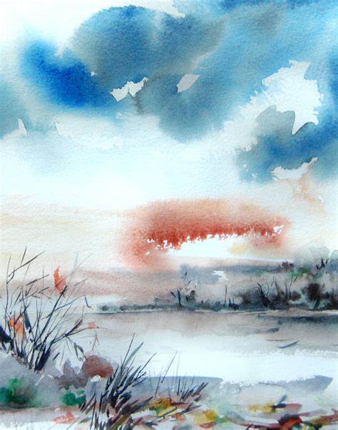 Abstract Landscape Watercolor Painting Art by CanotStopPrints