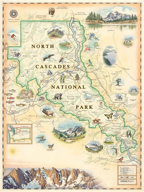 North Cascades National Park Wall Art Poster Authentic Hand | Etsy in ...