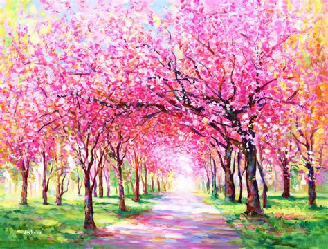 Cherry blossom tree painting by Leon Devenice (2022) : Painting Acrylic ...