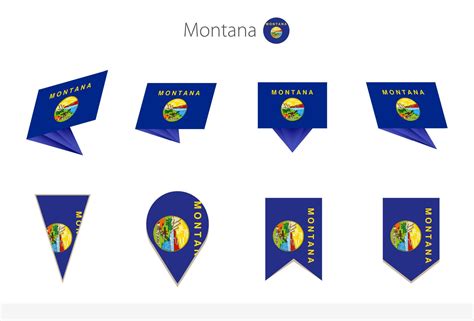 Montana US State flag collection, eight versions of Montana vector ...