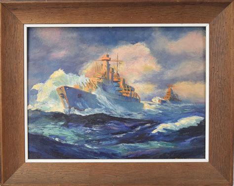 Original WW2 Battleship Painting