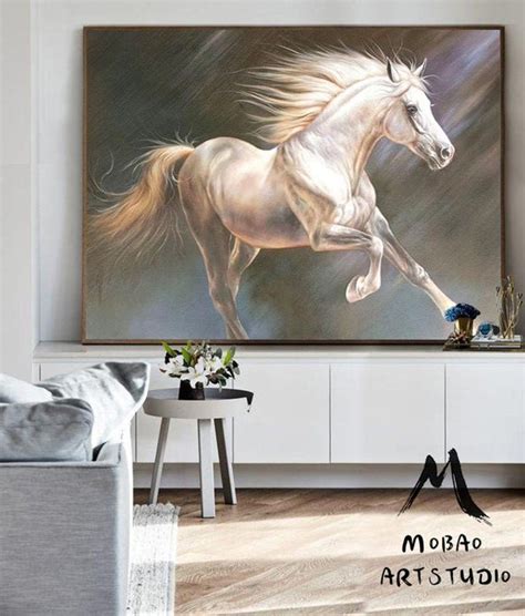 White Horse Oil Painting Large Canvas Art Horse Painting Horse | Etsy