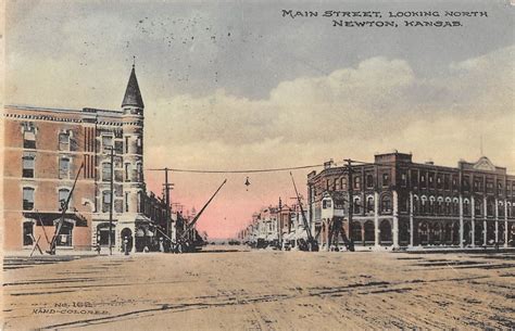 Newton Kansas Main Street Looking North General Street View Antique PC ...