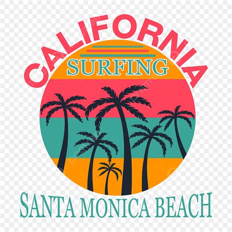 California Surfing Vector PNG Images, California Surfing Santa Monica ...