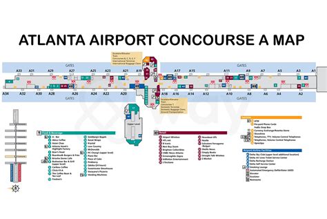 Atlanta Airport Terminal Map - Atlanta Airport Food, Shops Guide