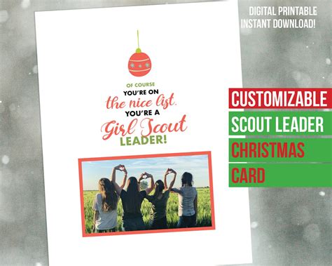 Christmas Card for Girl Scout or Boy Scout Leaders Customizable - Etsy