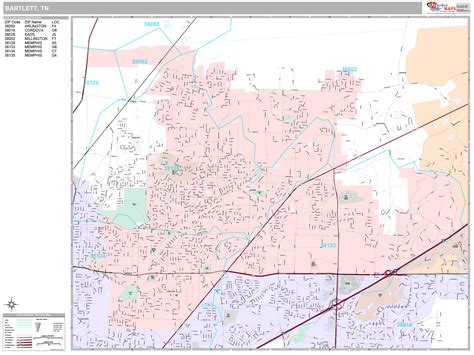 Bartlett Tennessee Wall Map (Premium Style) by MarketMAPS - MapSales.com