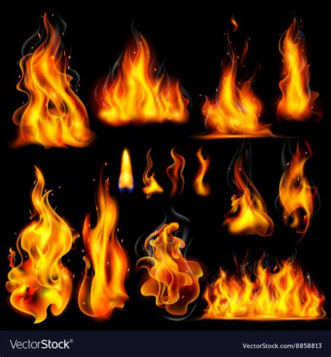 Realistic burning fire flame Royalty Free Vector Image