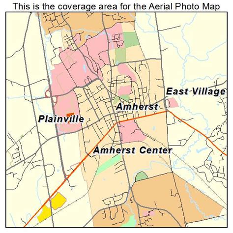 Aerial Photography Map of Amherst Center, MA Massachusetts