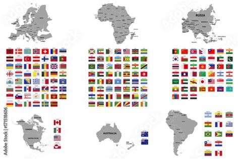 continents and flags - Buy this stock vector and explore similar ...