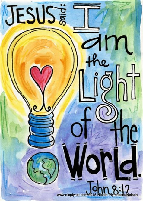 John 8:12 Jesus Light of the World Illustrated Watercolor