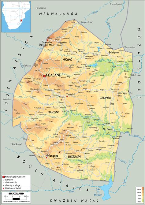 Eswatini (Swaziland) Map (Physical) - Worldometer