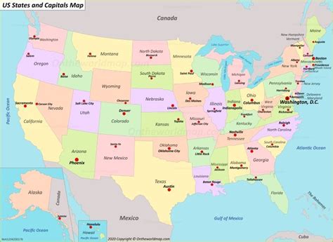 U.S. states and capitals map | States and capitals, Usa state capitals ...