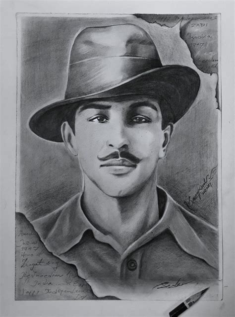 Bhagat Singh sketch | Pencil sketch portrait, Self portrait art, Easy ...