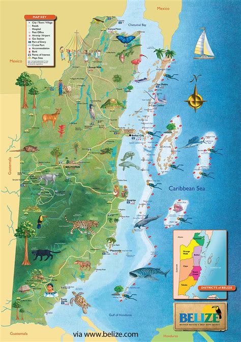 Belize Map – Free Maps of Belize and Central America – Tourist Map