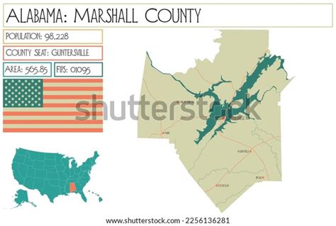 Large Detailed Map Marshall County Alabama Stock Vector (Royalty Free ...