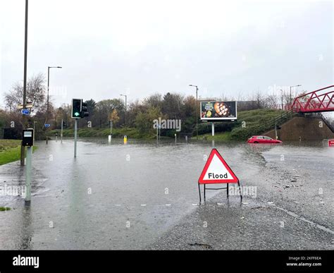 A general view of flooding in Edinburgh, as an amber weather warning in ...