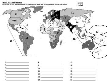 AP Human Geography World Regions Map Quiz by Courtney James | TpT