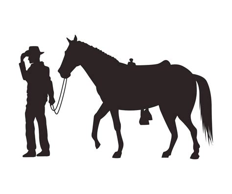 cowboy figure silhouette with horse 2499677 Vector Art at Vecteezy