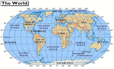 Maps: World Map With Latitude And Longitude Lines