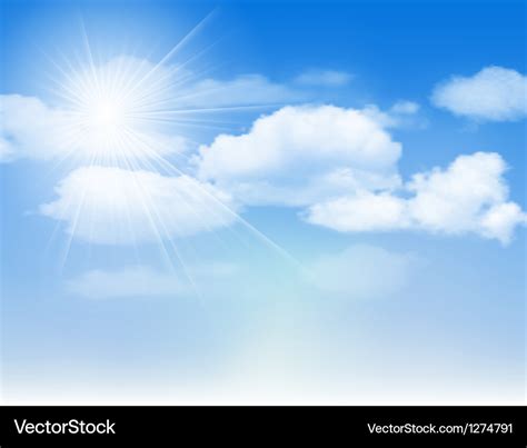 Blue sky with clouds and sun Royalty Free Vector Image