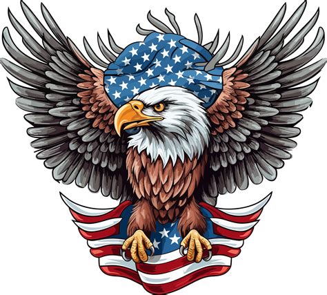 Eagle With Usa Flag Illustration 26414255 PNG