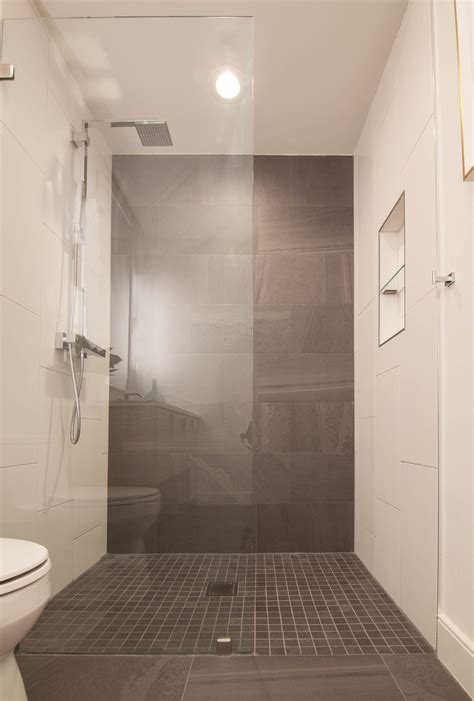 Modern, contemporary bathroom. Zero entry (curbless) shower with ...