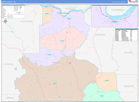 Wasco County, OR Wall Map Color Cast Style by MarketMAPS