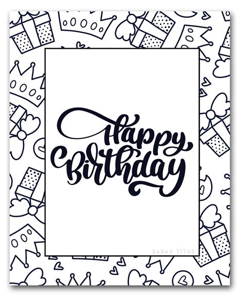 Happy Birthday Printable Coloring Card