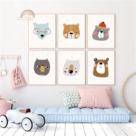 Baby room artwork Zoo animal wall art Educational wall art Bear poster ...