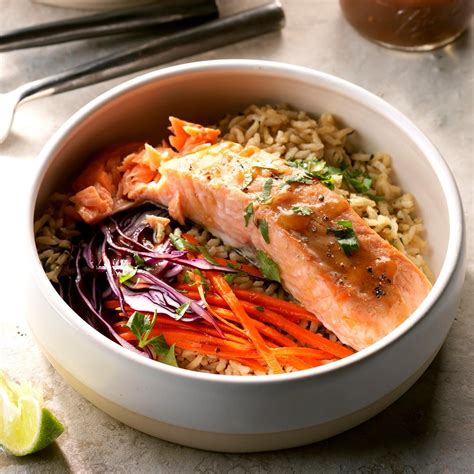 Thai Salmon Brown Rice Bowls Recipe | Taste of Home