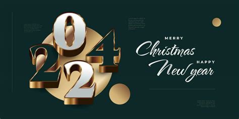 Merry Christmas and Happy New Year 2024 Banner or Poster Design with 3D ...